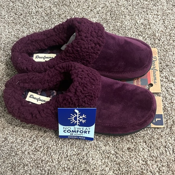 Dearfoams Solid Purple Memory Foam Slippers - Women’s Size Large 9-10 - Picture 3 of 6
